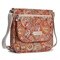 Malirona Canvas Messenger Bag Cross Body Purse Women Travel Purse Shoulder Satchel Floral Pattern (Red Flower)