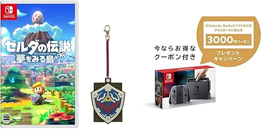 Amazon ゼルダの伝説 夢をみる島 Switch ゼルダラバーパスケース ハイリアの盾 Amazon Co Jp限定 オリジナルアクリルチャーム 同梱 Nintendo Switch 本体 ニンテンドースイッチ Joy Con L R グレー ニンテンドーeショップでつかえるニンテンドー