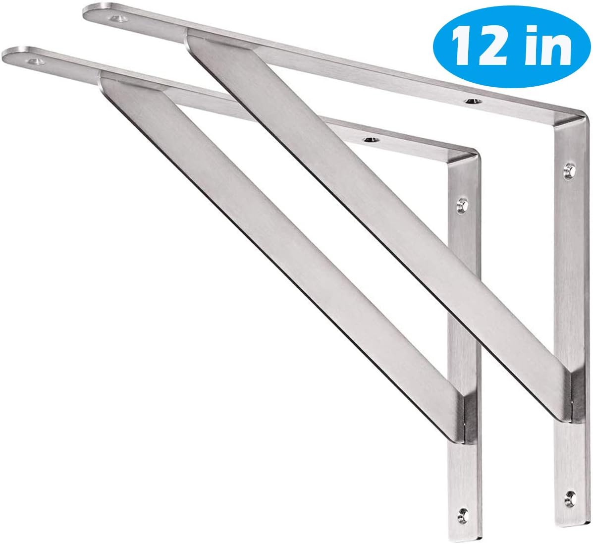 DOKU 12" Shelf Bracket, Max Load 400 lb Heavy Duty Stainless Steel Right Angle Bracket, Wall Mounted Support L Brackets for Table Bench, Pack of 2…: Home Improvement