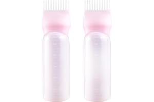 BEABOY 6 Ounce Root Comb Applicator Bottle, 2 Pack, Pink - Hair Oil Applicator, Hair Dye Applicator, Travel, School