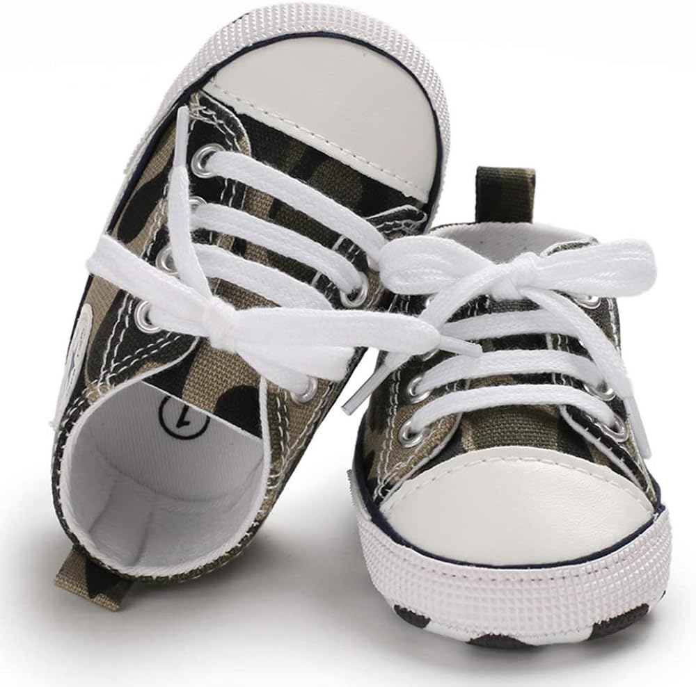  | Unisex Baby Boys Girls Canvas Sneakers Soft Soled High-Top Ankle Infant Crib Shoes Toddler First Walkers | Sneakers