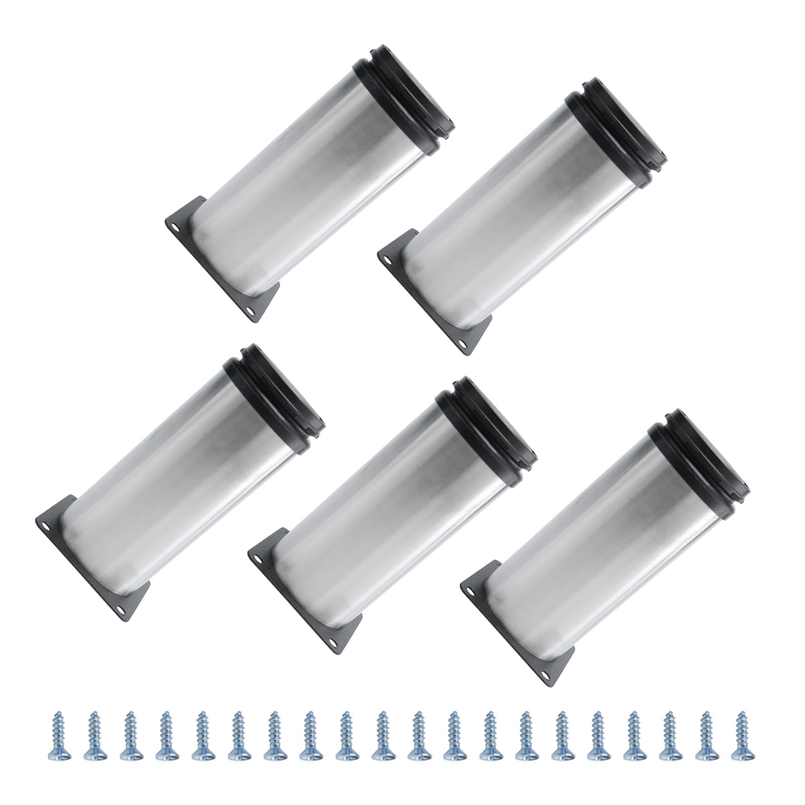 METALLIXITY Furniture Legs (5 Inch Height) 5Pcs, Stainless Steel Furniture Cabinet Metal Legs with Screws - for Home DIY Projects, Sofa Legs, Chair Legs