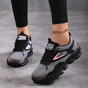Womens Lace-up Walking Shoes Comfortable Non Slip Running Tennis Sneakers Breathable Athletic Workout Shoes
