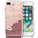 Liquid Case for iPhone 8 Plus/7 Plus/6 Plus, Glitter Case from Kingxbar,Creative Design Flowing Liquid Quicksand Floating [RECORD] Bling Sparkle Clear Hard Case (LOVE)