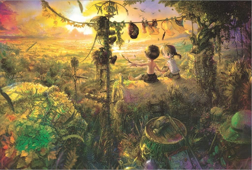 QJKai Wooden 1000 Pieces Jigsaw Puzzles Adults Kids-Watch The Sunset Together Anime Movie Scene Puzzle Games Tooys