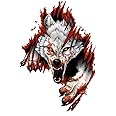 3D Personalized Car Stickers Decal Blood Wolf Reflective Stickers Decoration Sticker Window Decal Auto Truck Printed Scary Waterproof Self Adhesive Vinyl for Laptop Ipad Wall 1PCS Right