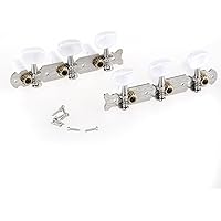 KAISH Vintage 3+3 Guitar Tuning Keys - 3 On A Plate, Nickel With Aged White Buttons