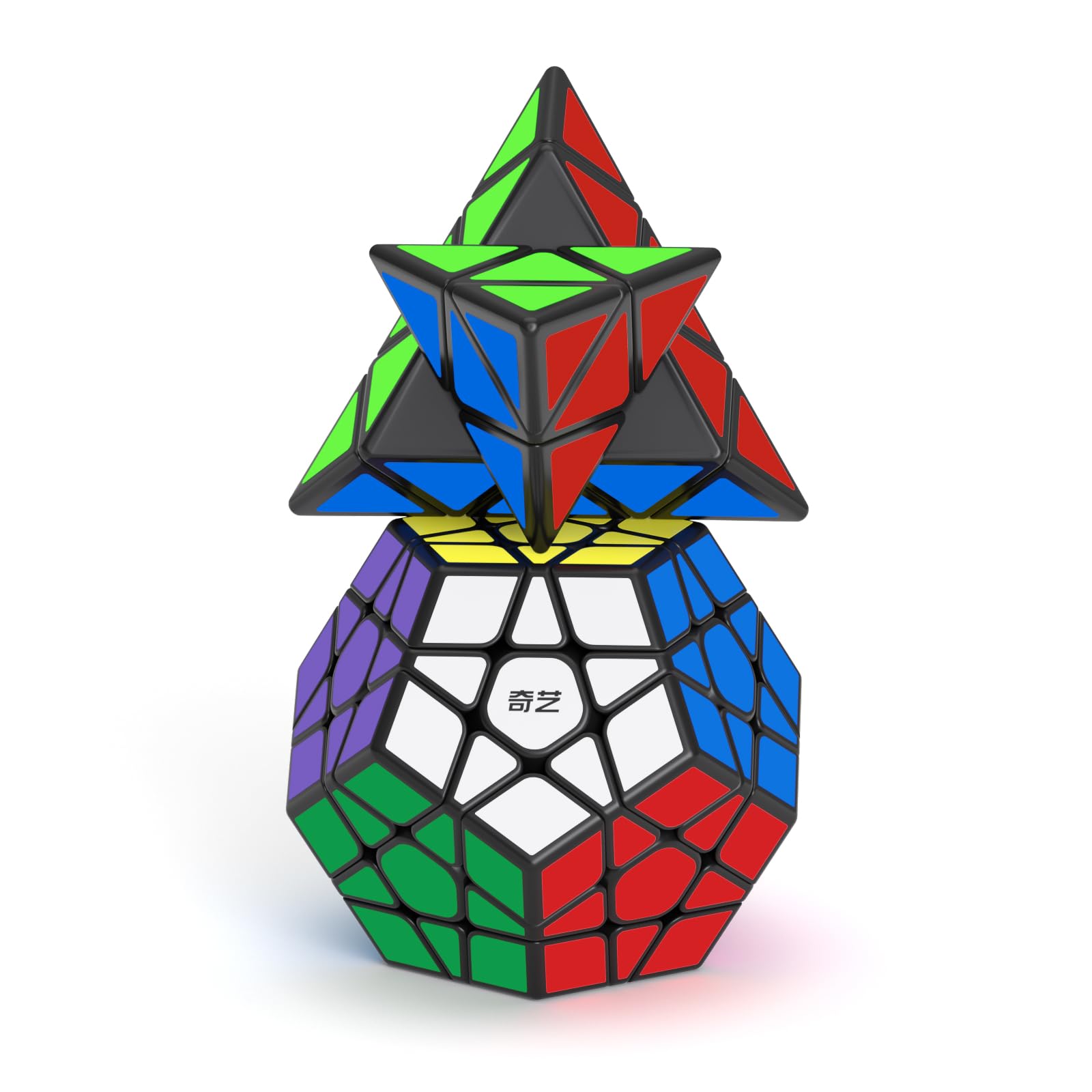 ROXENDA Speed Cube Set, Pyramid Dodecahedron Cube Set Smooth Puzzle Magic Bundle Cube Toy for Kids 2 Pack