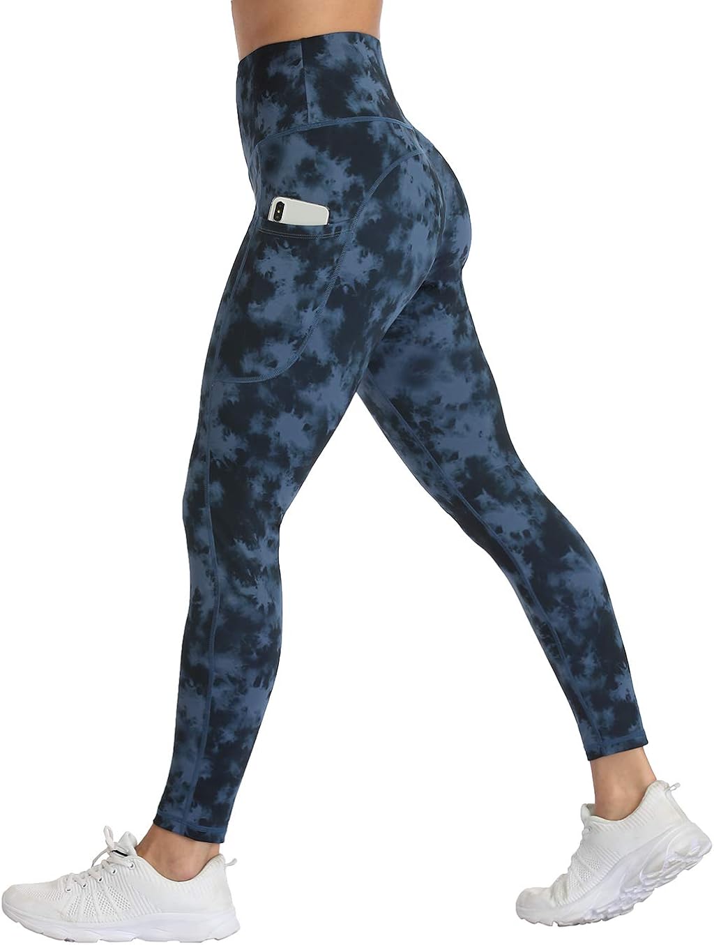 UURUN High Waist Yoga Pants Printed Workout Running Tie Dye Leggings with Pockets - Non-See-Through Fabric: Clothing