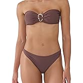 Palmipeta Women's Strapless Bandeau Bikini Sets High Cut Cheeky 2 Piece Swimsuit Bestselling Bathing Suit