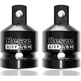 Resze 2PCS 1/2"to 3/8" Impact Socket Adapter and Reducer Set | Drive Socket Adapter Set, Square Adapter Breaker Bar Wrench Conversion Kit Mechanic tools