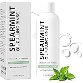 White Spearmint Oil Pulling Rinse, Cold-Pressed Coconut Mouthwash for Teeth Whitening, Peppermint Pulling Oil for Teeth and Gums, Pure Mint Mouthwash (4 Oz)