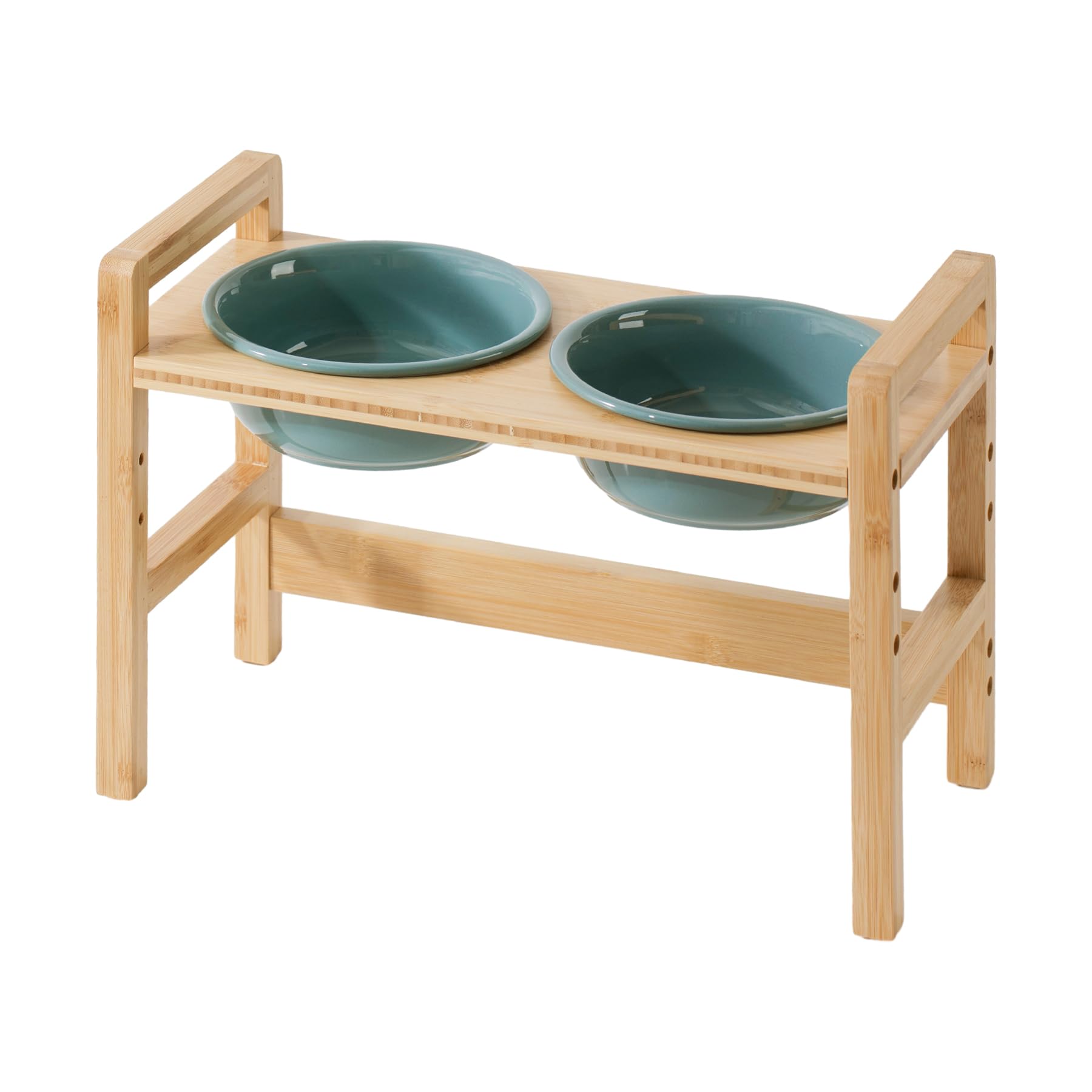 Photo 1 of Havniva Ceramic Adjustable Raised Dog Bowls with Durable Non-Slip Bamboo Stand Elevated for Medium Dog Food and Water Bowl Double 6.9" Bowl, Dark Green