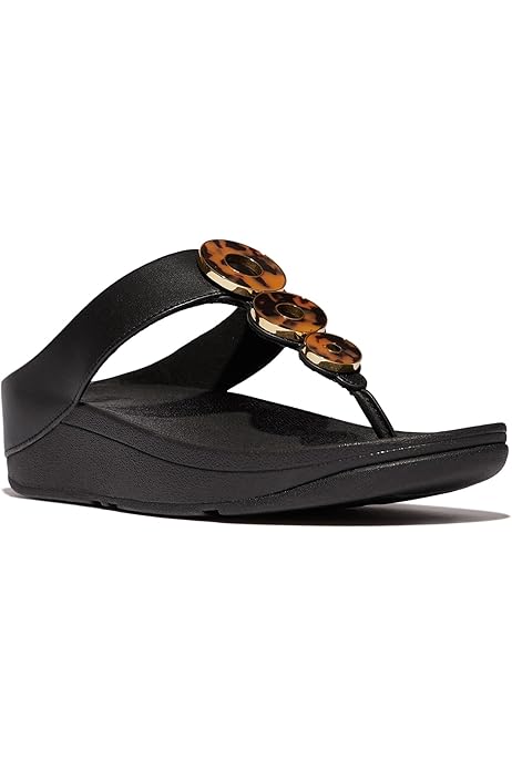 Amazon.com | FitFlop Women's Sarna Toe Thong Sandal, All Black - 6 M |  Slides