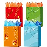 16pcs Cartoon Monster Birthday Party Bags Yellow Red Goodie Gift Bags for Kids Boys Girls Theme Birthday Party Supplies Decorations