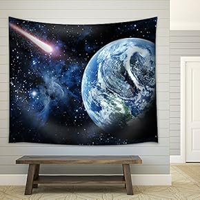 red Planet in Beautiful Space - Fabric Wall Tapestry Home Decor - 51x60 inches