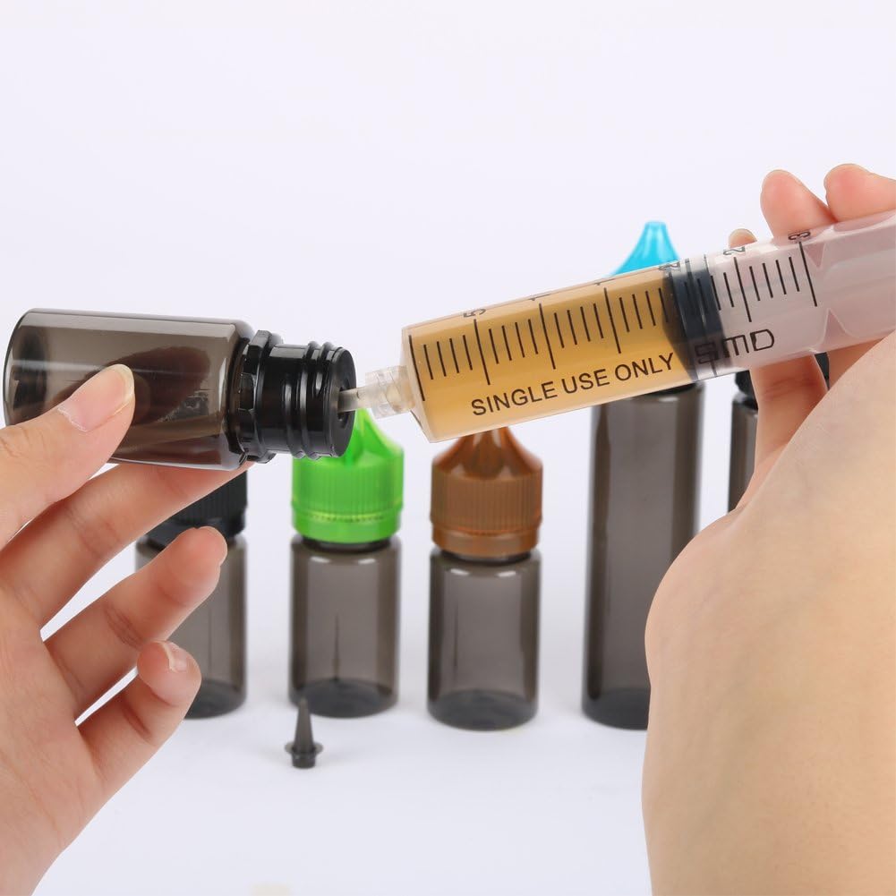 10pcs 60ml Soft PET Unicorn Dropper bottle liquid refill bottle liquid applicator Bottle (Black Bottle+Black Cap, 60ml x 10pcs): Kitchen & Dining