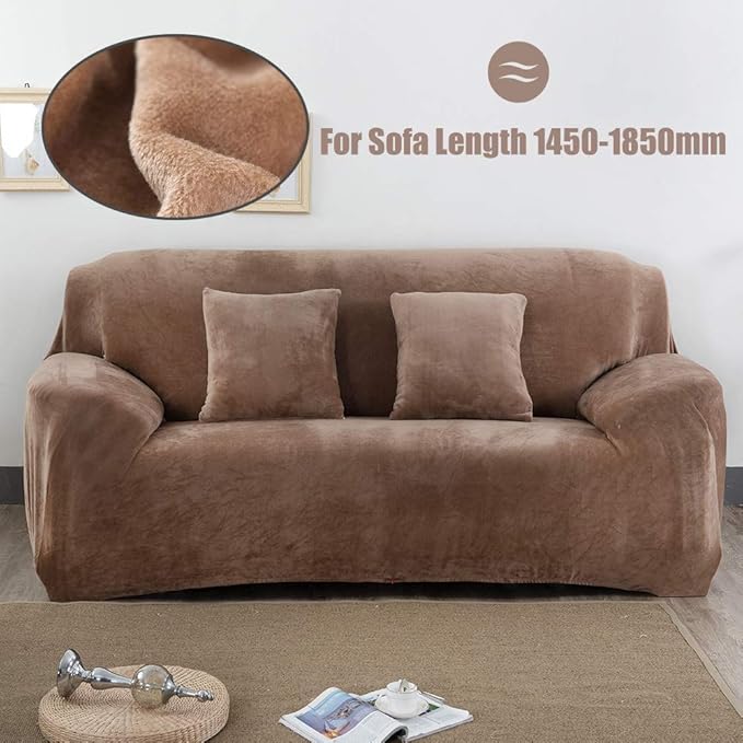 Winter Warm Sofa Cover Solid Color Plush Sofa Slipcover Amazon.in