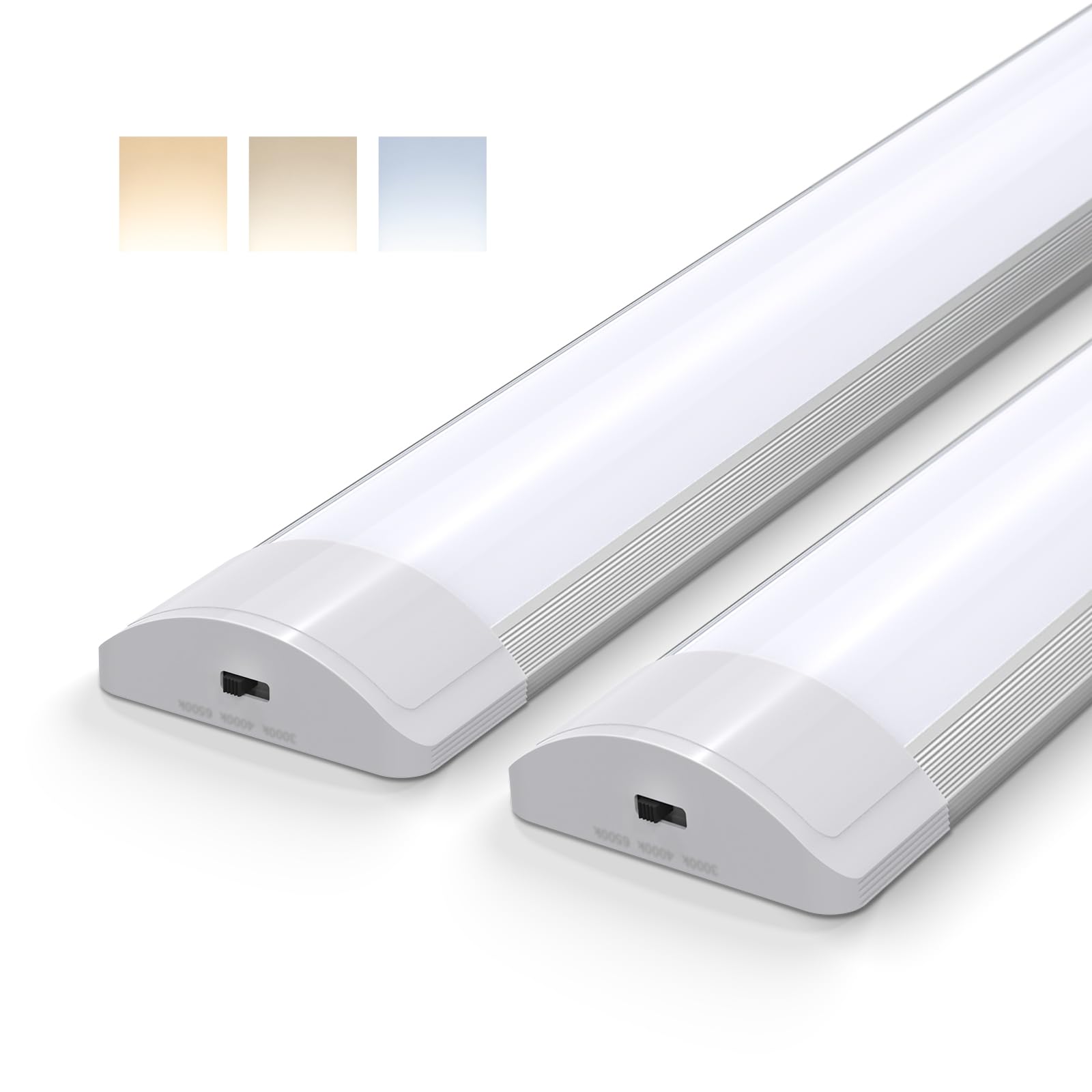 Barrina LED Batten Light 2FT/55cm, 20W 2200lm, 3000K/4000K/6500K Color Changeable, LED Tube Lights for Kitchen Shed Garage Workshop Lighting, Ceiling Batten Lights Bulb, 2 Packs