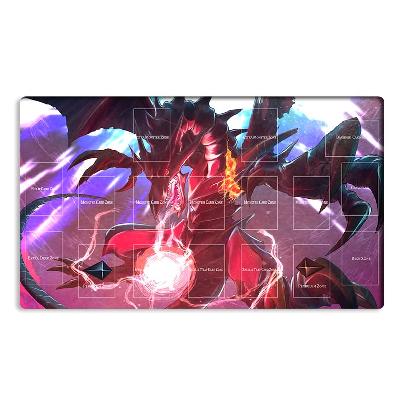 Mlikemat New Playmat Red-Eyes Black Dragon TCG CCG OCG Trading Card Game Mat with Zones + Free Bag (ZD039-770-A)