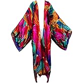 Summer Women Bikini Sweet Cardigan Stitch Cocktail sexcy African Holiday Maxi Batwing Sleeve Silk Feeling Robe Kaftan