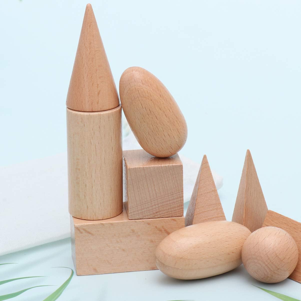 Nuobesty Holz Geometrie Fest Montessori Spielzeug Tote Lagerung Geometrie Set Mathe Spiele Spielzeug Geo Blocke Fur Handwerk Diy Projekte Kinder Padagogisches Spielzeug 11 Stk