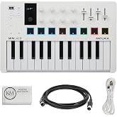 Arturia MiniLab 3 Compact MIDI Keyboard and Pad Controller | White Bundle with 6ft MIDI Cable + Microfiber Cleaning Cloth (3 Item)