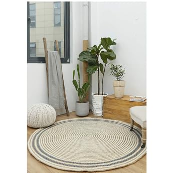 Amazon De Wly Home Runder Teppich Indischer Kunst Fair Trade Jute