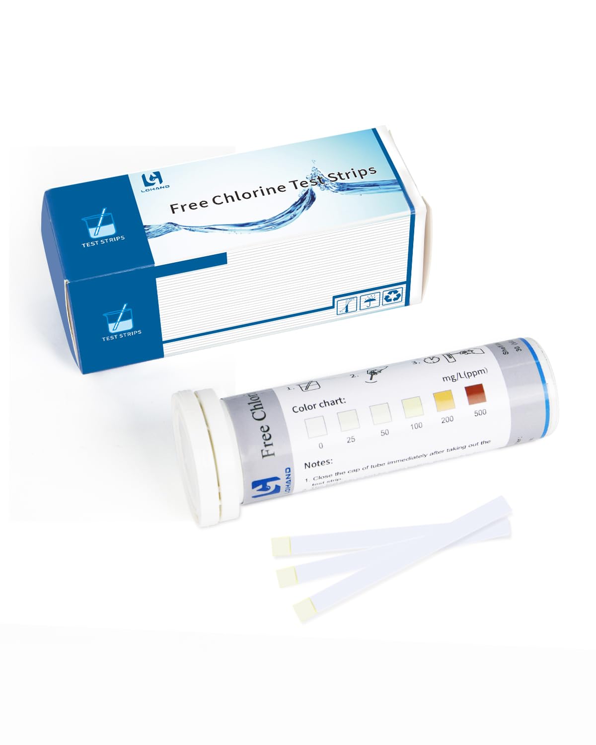 Photo 1 of 0-500 ppm Chlorine Test Strips for Restaurant Sanitizer Test Kit, 100 Strips per Vial, Bleach Test Strips, Testing Kit for Food Service, Bars, Hotels, Kitchen Supplies, Food Trucks, Daycare, Factory