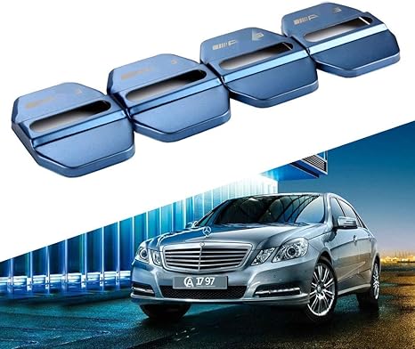4packs Set Mercedes Blue Wonderfulhz Stainless Steel Car Door Lock Latches Cover Protector Compatible With 19 Mercedes Benz C E S Gla Glc Gle Cls Door Entry Guard Interior Accessories Catherinette Fr