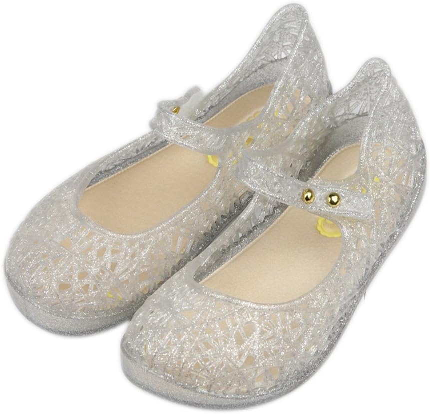 Girls Princess Jelly Sandals Mary Jane Bird Nest Layered Lines Flat