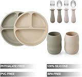 PandaEar Silicone Baby Feeding Set 2 Plates Cups Silverware 2 Pack view 2