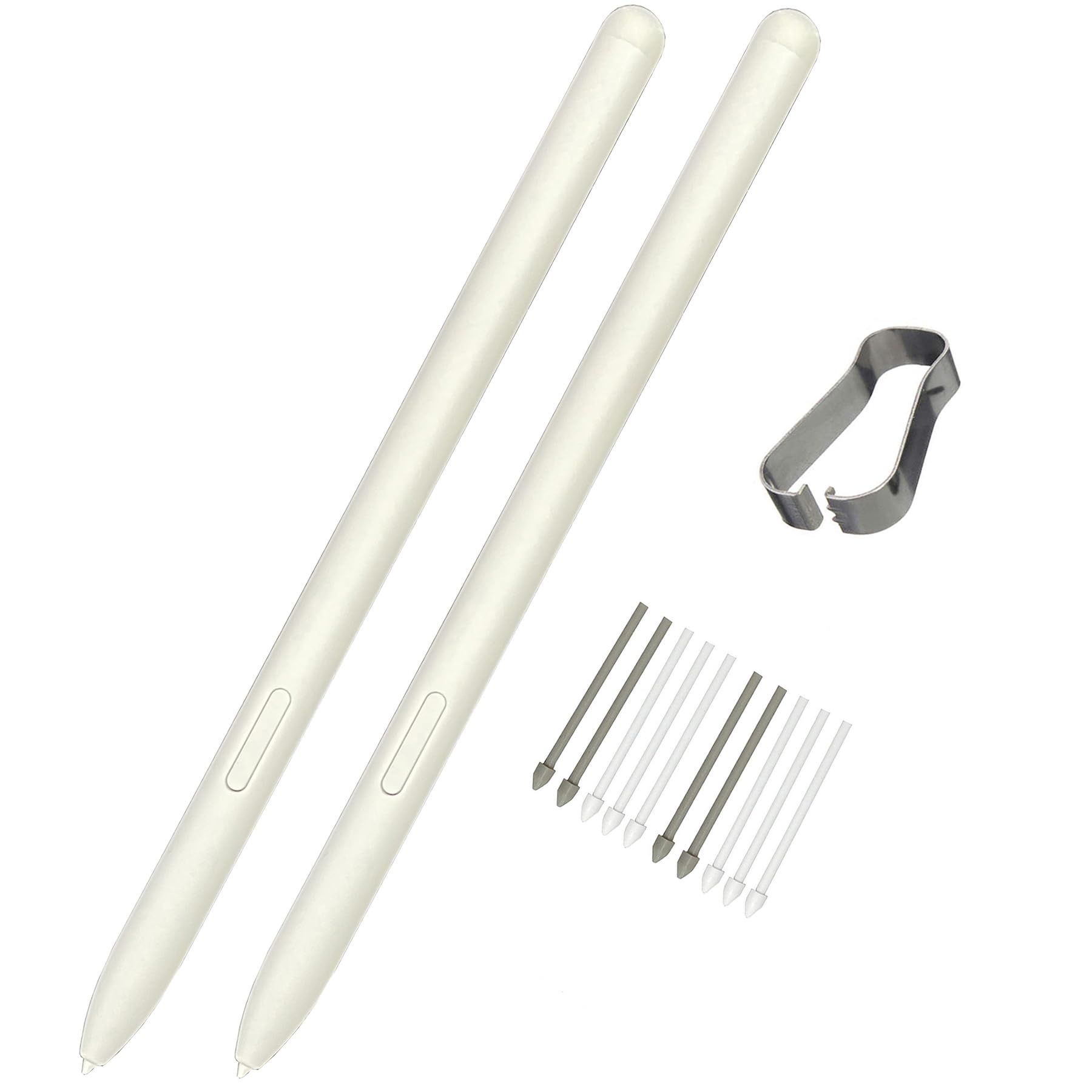 Photo 1 of 2 Pack Galaxy Tablet S6 Lite/S7/S8/S9 Series Stylus Pen Replacement for Samsung Galaxy Tab S6 Lite S7 S8 S9 S9 Plus S9 Ultra S9 FE Stylus Pen +10 Tips/Nibs (NO Bluetooth) (White)