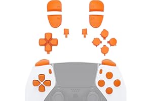 eXtremeRate Replacement Full Set Buttons Compatible with ps5 Edge Controller, Royal Orange D-pad Share Options Home Face Butt