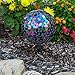 Lily's Home Colorful Mosaic Glass Gazing Ball, Designed with a Stunning Holographic Petal Mosaic Pattern to Bring Color to Any Home and Garden, Silver & Purple (10 Inches Dia.)