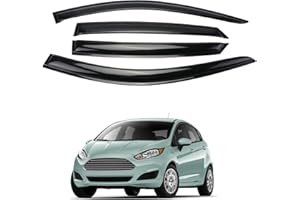 DOLKSN Smoke Black Outside Mount Window Visor Deflectors Rain Guards Compatible with 2009-2019 Ford Fiesta Hatchback 4-Piece Set 94547
