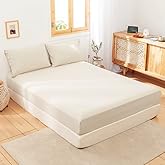 Simple&Opulence Linen Fitted Sheet (1 Piece) - 14 Inch Deep Pocket Mattress Cover Natural Flax Cotton Blended Soft Breathable Bedding - Linen, Full Size