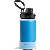 Mollcity Kids Water Bottle with Spout Lid-12 oz Small Insulated Sports Water Bottle for School-Reuasble Stainless Steel Vacuum Travle Leak Proof Water Flask (Sky Blue)