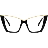FEISEDY Fashion Cat Eye Blue Light Blocking Glasses for Women Fake Retro Eyeglasses Oversized Stylish Eyewear Frame B0240