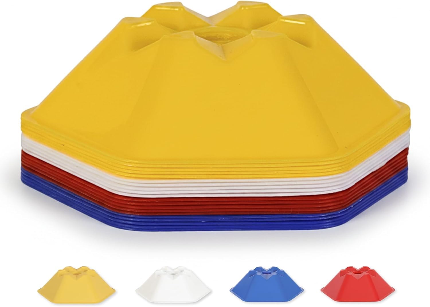 GSi Agility Training Hexa Cones - 20 Cones with 4 Colors Option - for Kids and Dog Training