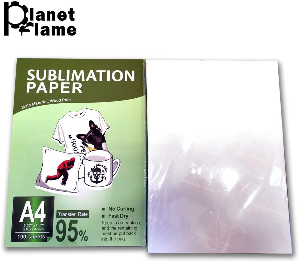PlanetFlame Sublimation Paper A4 Size 100 Sheets, 8.27x11.7 inch for Any Transfer Sublimation Inkjet Printer with Sublimation Ink (A4, 100 Sheets< Hardback Edition>)
