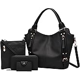 soperwillton Purses for Women Large Shoulder Handbag Tote PU Leather Hobo Crossbody Bag Ladies Wallet Set 4pcs