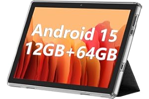 ECOPAD Android Tablet, 10.1 inch Android 15 Tablets 12GB(4+8) RAM / 64GB ROM / 1TB SD Card Expansion, 1280x800 IPS HD Touchscreen, 6000mAh Battery, Bluetooth 5.0, Dual Cameras, GMS, Dual Band WiFi - Black