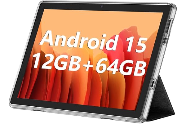 ECOPAD 10.1 Inch Tablet, Android 15 Tablets 12GB(4+8) RAM / 64GB ROM / 1TB SD Card Expansion, 1280x800 IPS HD Touchscreen, 6000mAh Battery, Bluetooth 5.0, Dual Cameras, GMS, Dual Band WiFi, Black