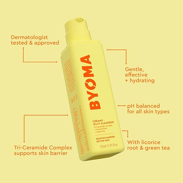 BYOMA CREAMY JELLY CLEANSER – HYDRATING FACIAL CLEANSER FOR SKIN BARRIER REPAIR -TRI-CERAMIDE FACE WASH FOR SENSITIVE SKIN & ALL SKIN TYPES – GENTLY REMOVES MAKEUP & EXCESS OIL – 5.91 FL OZ