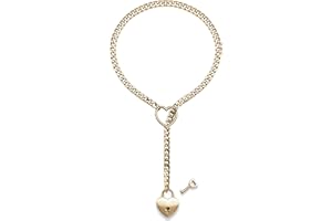 paloli Womens Slip Chain Necklace Heart O-Ring, Punk Rock Cuban Long Necklace Jewelry For Women, Adjustable Lariat Y-Necklace Heart Locker With Key