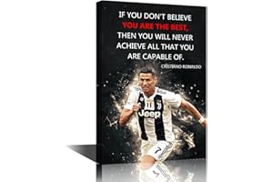 TISHIRON Football Sports Decor Superstar Quote Poster Ronaldo Inspirational Canvas Wall Art Motivational Artwork Modern Home For Home,Office,Gym,Classroom Framed Ready to Hang 18x12 in