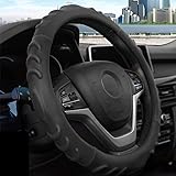 XCBYT Car Leather Steering Wheel Cover - Universal 15 inch Auto Accessories Sport Microfiber Comfortable Non-Slip Breathable 