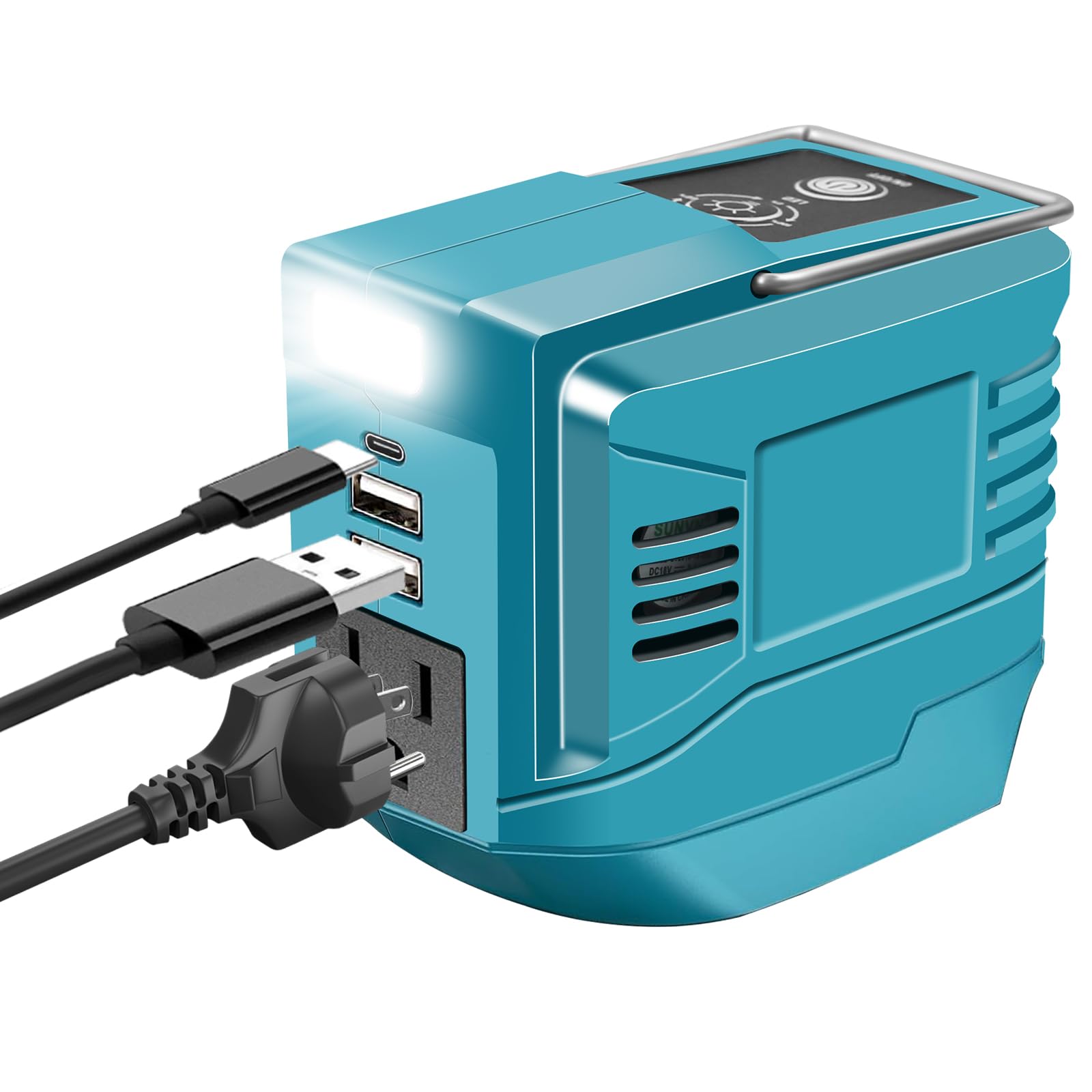 Photo 1 of ZUYIYI 200W Portable Power Inverter for Makita 18V Battery, DC 18V to AC 110-120V, Outdoor Generator Batterys Converter, Charger Adapter Battery Powered Outlet with 2 USB Ports, 1 Type-C, 1 AC Outlet