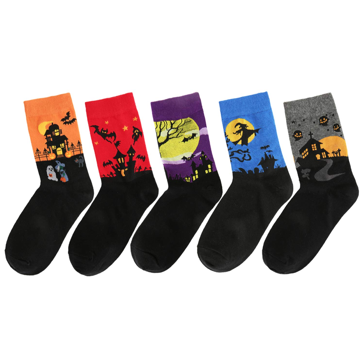 Happypop Women Ladies Girl Funny Halloween Socks Cartoon Animal Novelty Cute Socks Dog Cat Cotton Causal Crew Socks